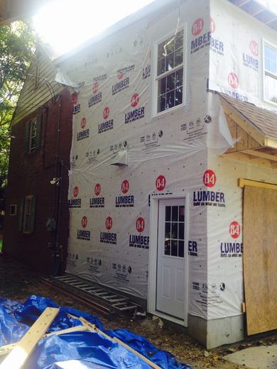Addition framed and wrapped &mdash; RDH Construction project